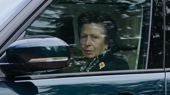 Princess Anne was among the royals to look at floral tributes to the Queen