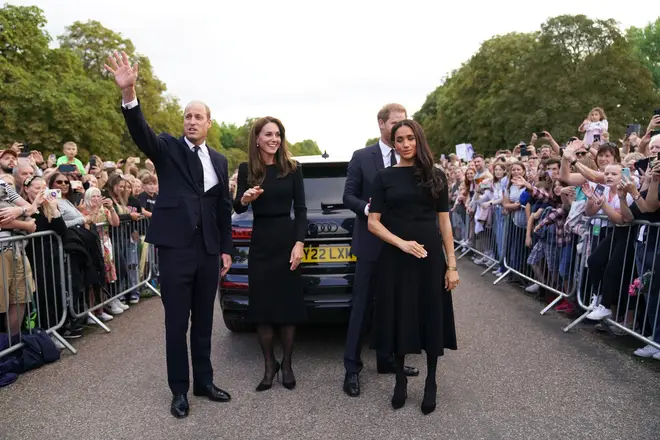 Kate along with Prince William, Prince Harry, and Meghan made a surprise appearance on the long walk in Windsor