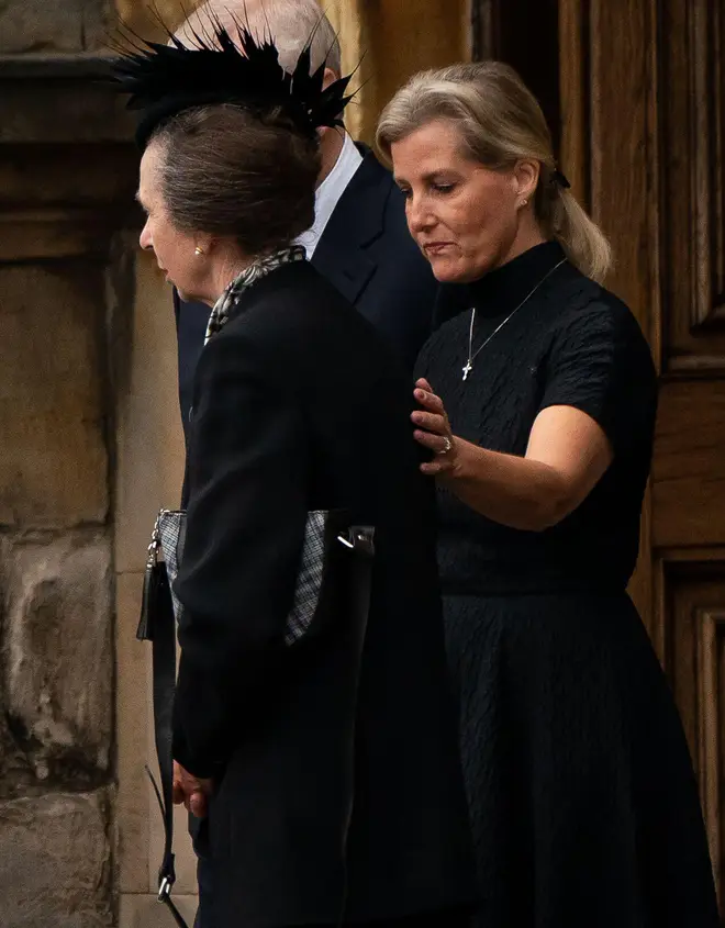 The Countess of Wessex comforts Princess Anne