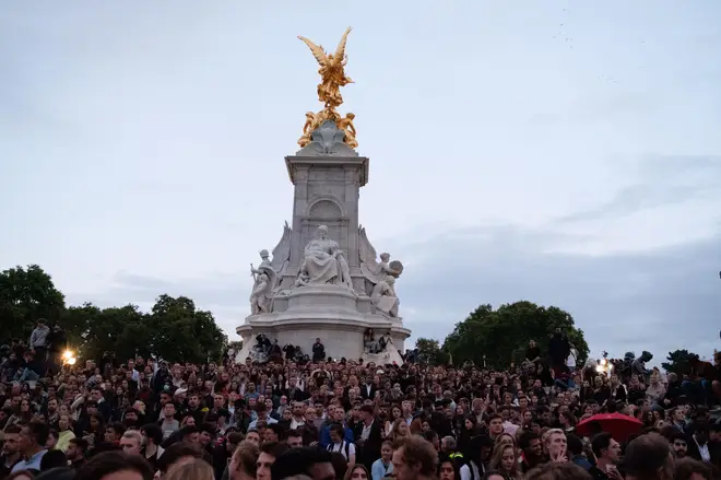 Crowds amassed at Buckingham Palace after news of the Queen's death on Thursday