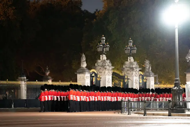 Thousands of soldiers in ceremonial uniform gathered in central London