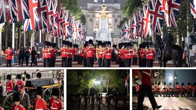 An early-morning rehearsal for the Queen's coffin procession has taken place in central London