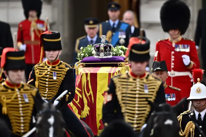 The Queen's coffin made its 40-minute journey down the Mall