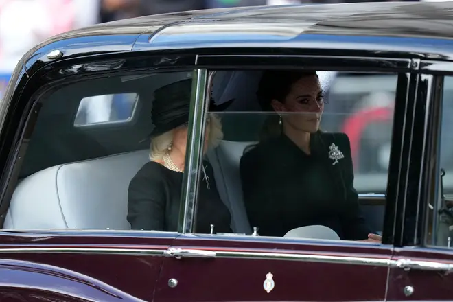 The Princess of Wales and Queen Consort Camilla travel to today's service