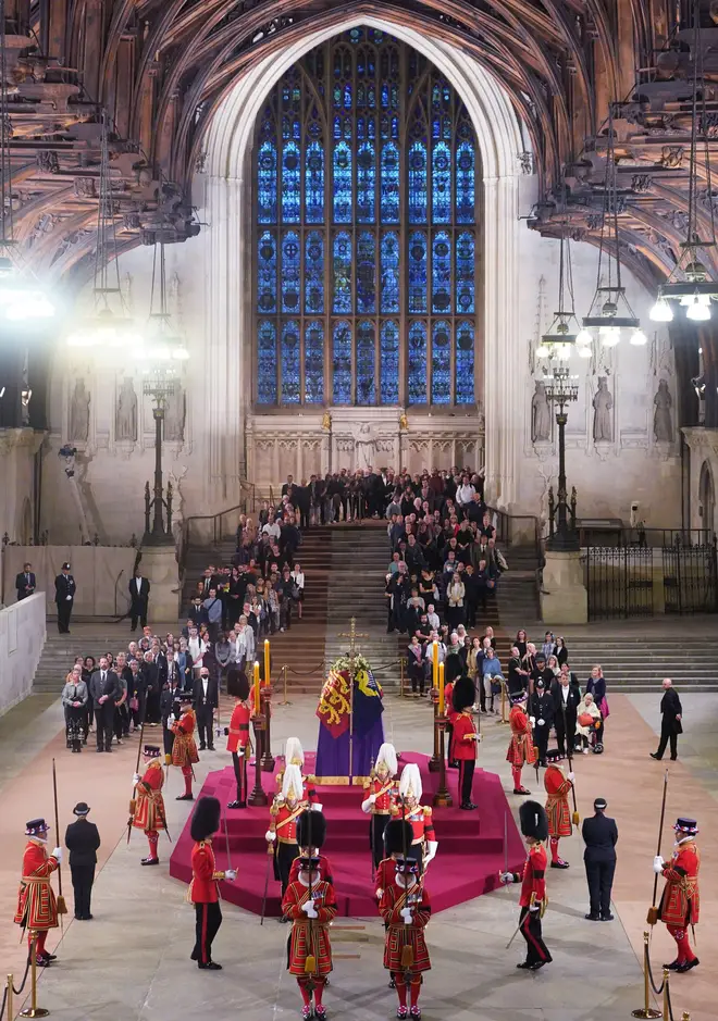 The Queen is lying in state at Westminster Hall until her funeral on Monday