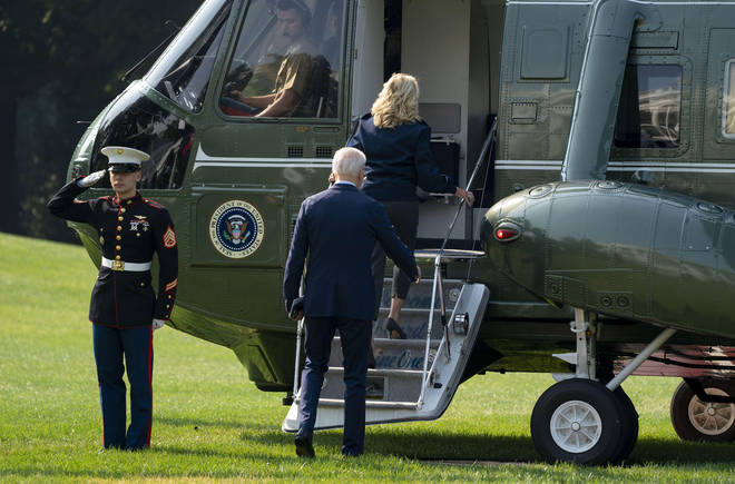 Joe and Jill Biden leave for London for the Queen's funeral