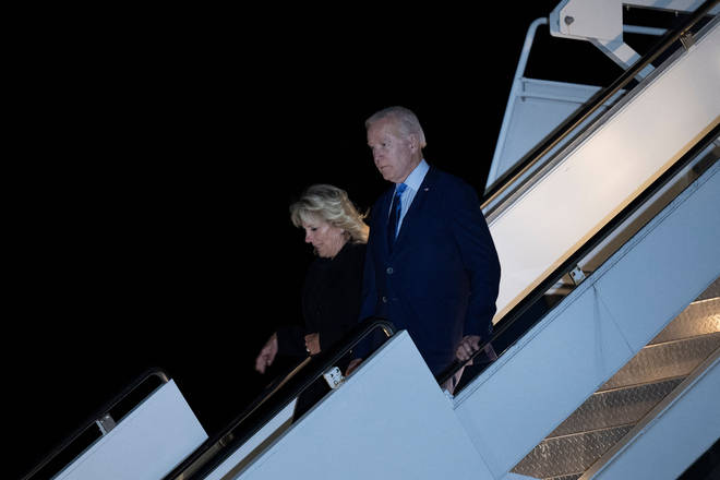US President Joe Biden arriving in Britain on Friday night
