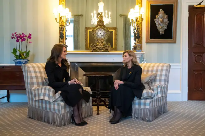 Kate meeting Olga Zelenska in Buckingham Palace