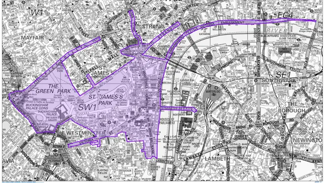 Road closures have been marked in purple.