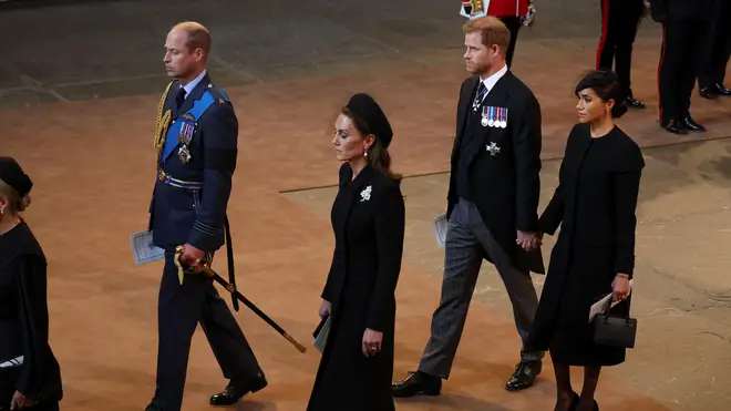 Harry and Meghan reunited with William and Kate during the procession.