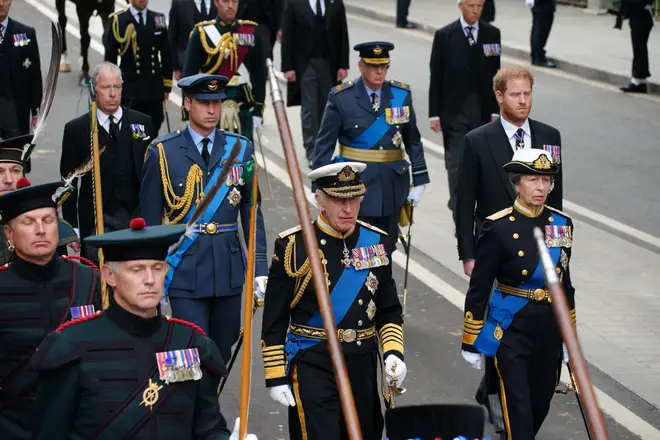 The Royals follow the Queen's coffin to Westminster Abbey