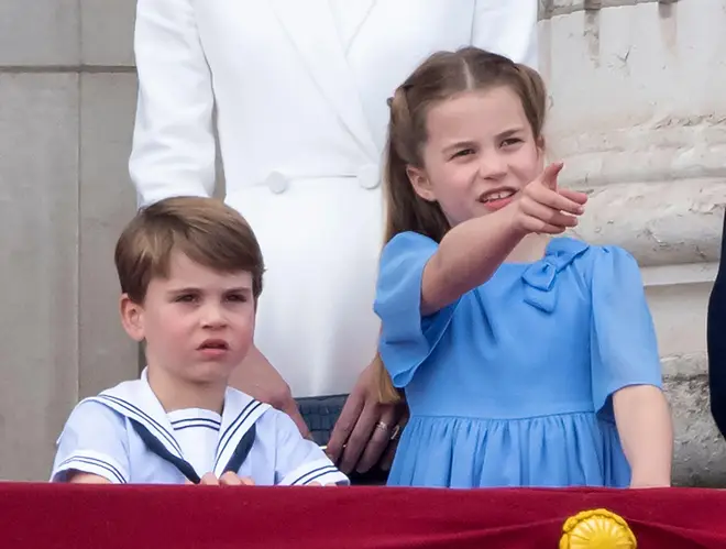 Prince Louis and sister Princess Charlotte on balcony