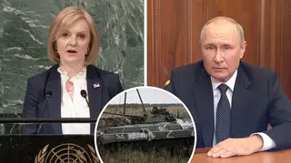 Liz Truss said Putin was trying to justify "catastrophic failures" in Ukraine