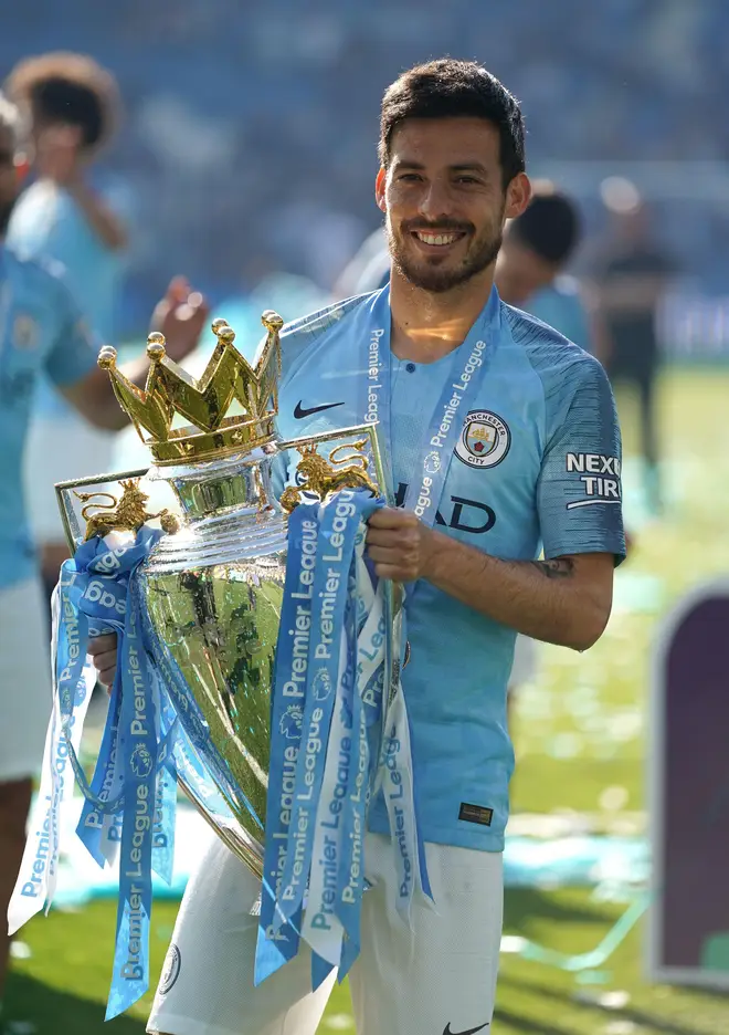 David Silva with Premier League trophy