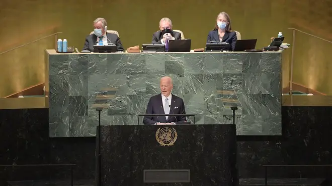 Biden had just come from making a speech at the United Nations in New York