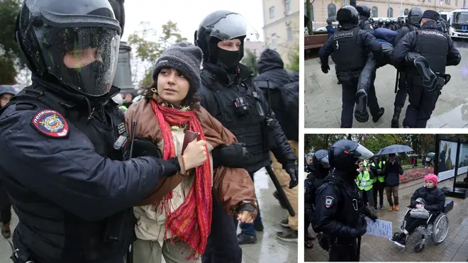 Police have arrested protesters across Russia.