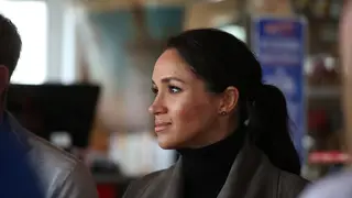Prince Harry, Duke of Sussex and Meghan, Duchess of Sussex depart after a meeting with young people