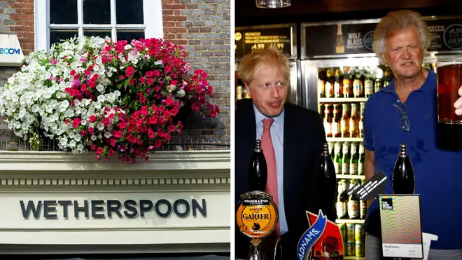 Wetherspoons to sell 32 pubs. Owner Tim Martin (r) with Boris Johnson