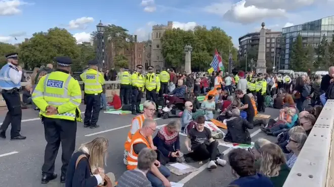 Protesters block Lambeth bridge