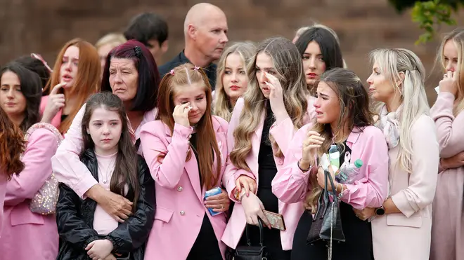 Mourners wore a "splash of pink" for Olivia&squot;s funeral.