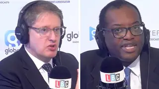 Director General of the CBI, Tony Danker (left), told LBC that the chancellor's (right) decision to abandon plans to lower the top rate of income tax was the 'right thing'.