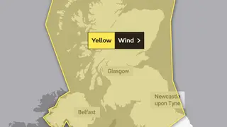 The Met Office has issued a yellow wind warning for much of the northern half of the UK.