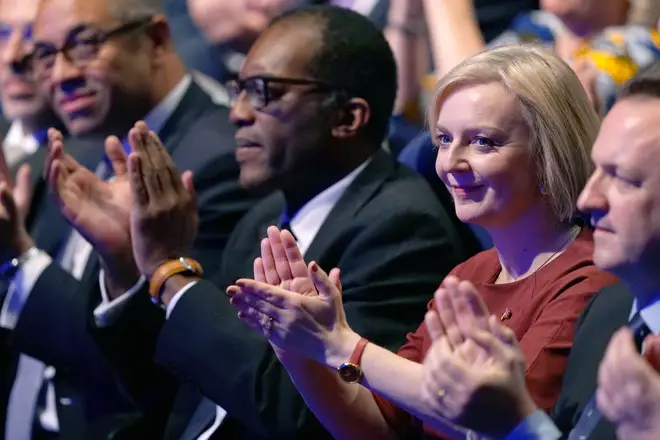 Liz Truss and Kwasi Kwarteng at the Conservative party annual conference in Birmingham