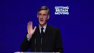 Jacob Rees-Mogg speaking at the Conservative Party annual conference at the International Convention Centre in Birmingham