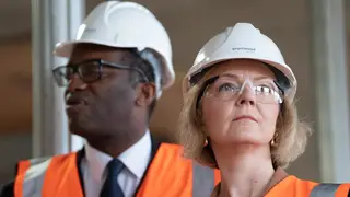 Liz Truss and Kwasi Kwarteng during a visit to a construction site