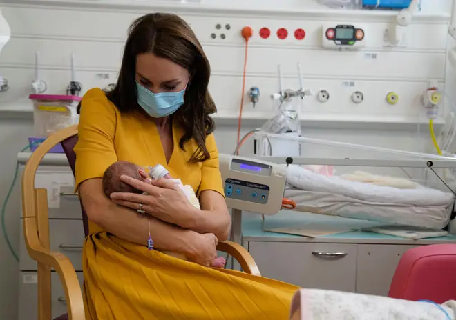 The princess spoke to new mum Sylvia Novak, who who gave birth to her daughter Bianca six weeks prematurely, and was pictured cradling the newborn.