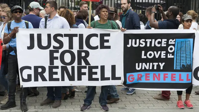 Justice for Grenfell protestors at an organised march in Downing Street on June 24 Photo: PA