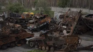 Destroyed Russian military equipment near Lyman, Ukraine
