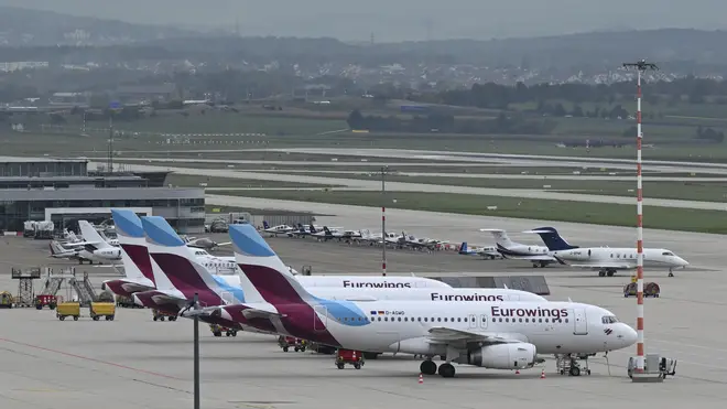 Eurowings planes at Stuttgart airport