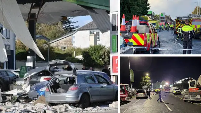 Emergency services are searching the rubble after an explosion at a village service station. Picture: Dublin Fire Brigade/Alamy