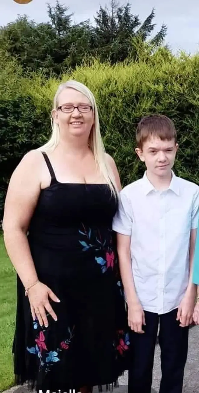 Catherine O Donnell, 39 years and her son James Monaghan, 13 years