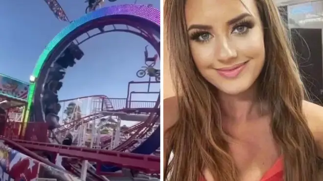 Shylah Rodden, 26, wandered onto the tracks of the Rebel Coaster at the Royal Melbourne Show