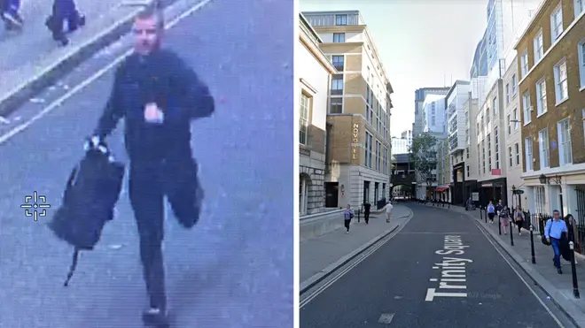 Police have released an image of a man they wish to speak to after a 57-year-old man was stabbed in a 'random' attack in Trinity Square