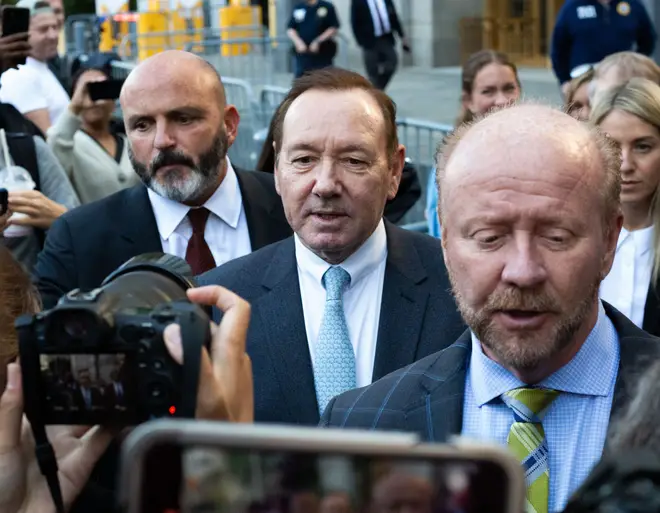 Kevin Spacey leaves federal court in Manhattan on the 1st day of the trial
