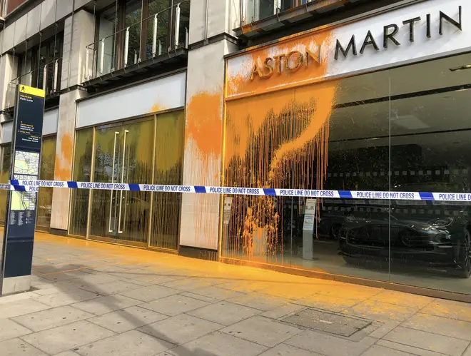 Just Stop Oil vandalised an Aston Martin dealership on Park Lane