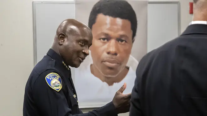 Stockton Police Chief Stanley McFadden speaks during a press conference on the arrest of Wesley Brownlee