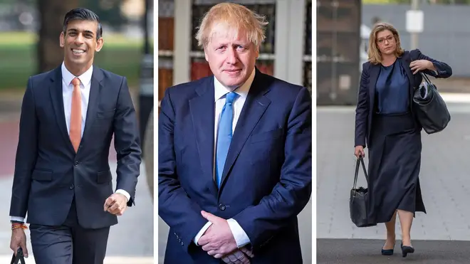 Rishi Sunak (l), Boris Johnson (c) and Penny Morduant (r) to battle it out to replace Liz Truss