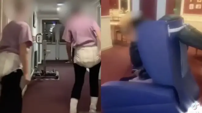 The video shows nurses taking part in a TikTok trend