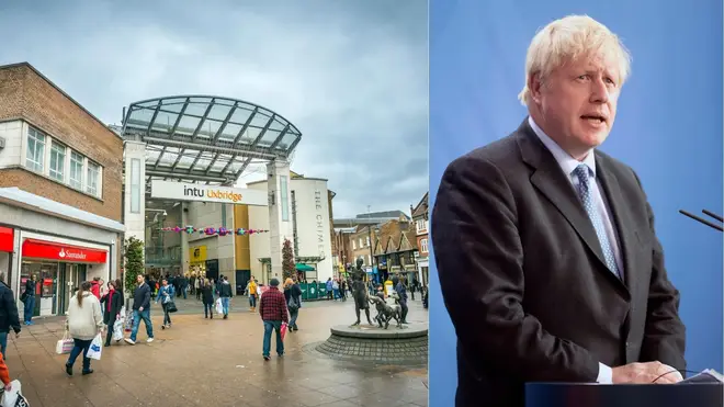 Voters in Uxbridge (l) react to Boris Johnson's political return (r)