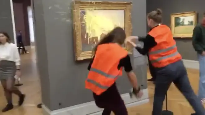 The eco-activists poured mash potato onto the Monet artwork