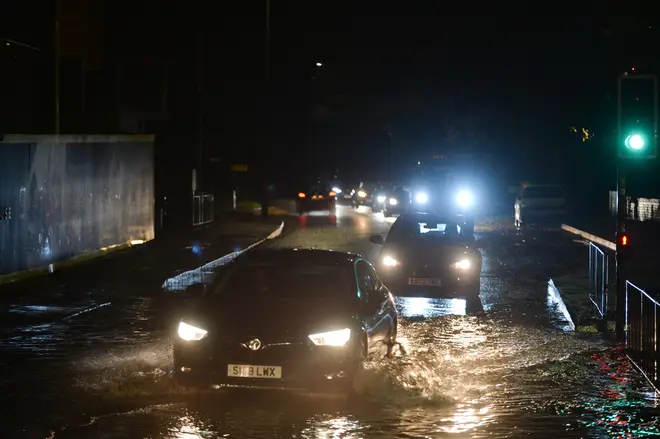 Flooded roads in Hertford