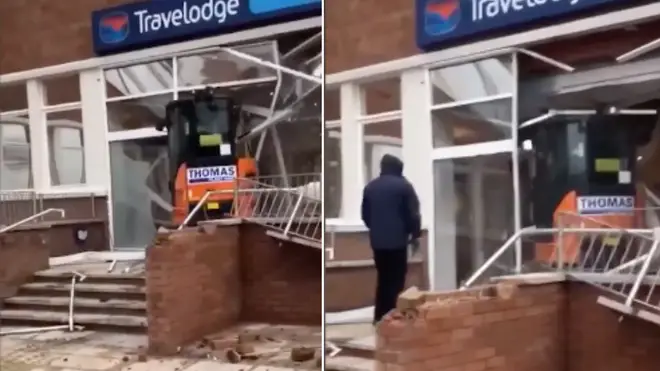 Digger drives into Travelodge in Liverpool
