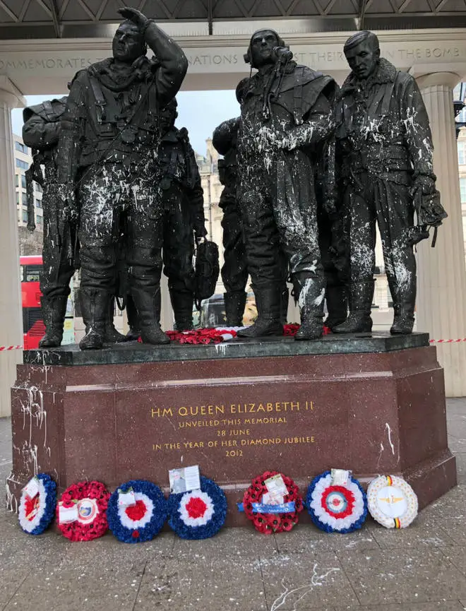 The Bomber Command statue was one of the memorials targeted