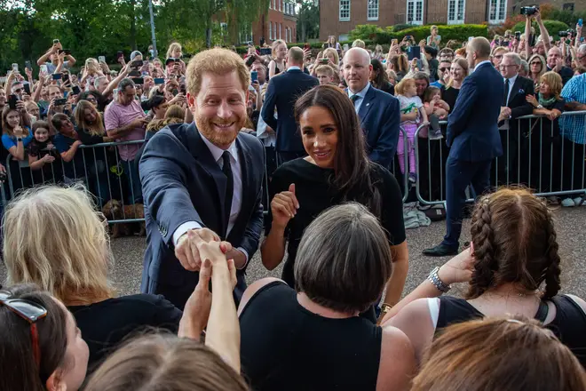Prince and Princess of Wales And Duke And Duchess Of Sussex Walkabout Outside Windsor Castle Windsor