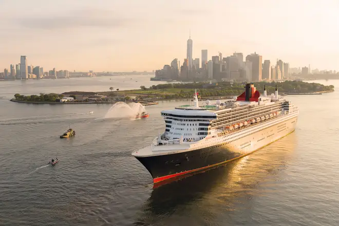 The Cunard cruise ship outside New York City