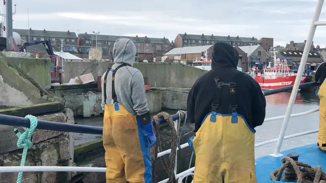 Fishermen in Fraserborough, Scotland